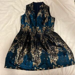 NWOT Vince Camuto Metallic Jacquard Fit Flare Dress